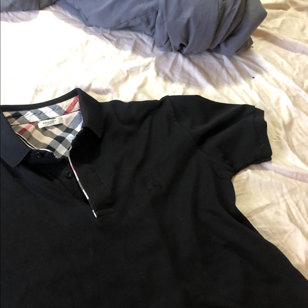 Burberry Black Polo with Signature Check Trim